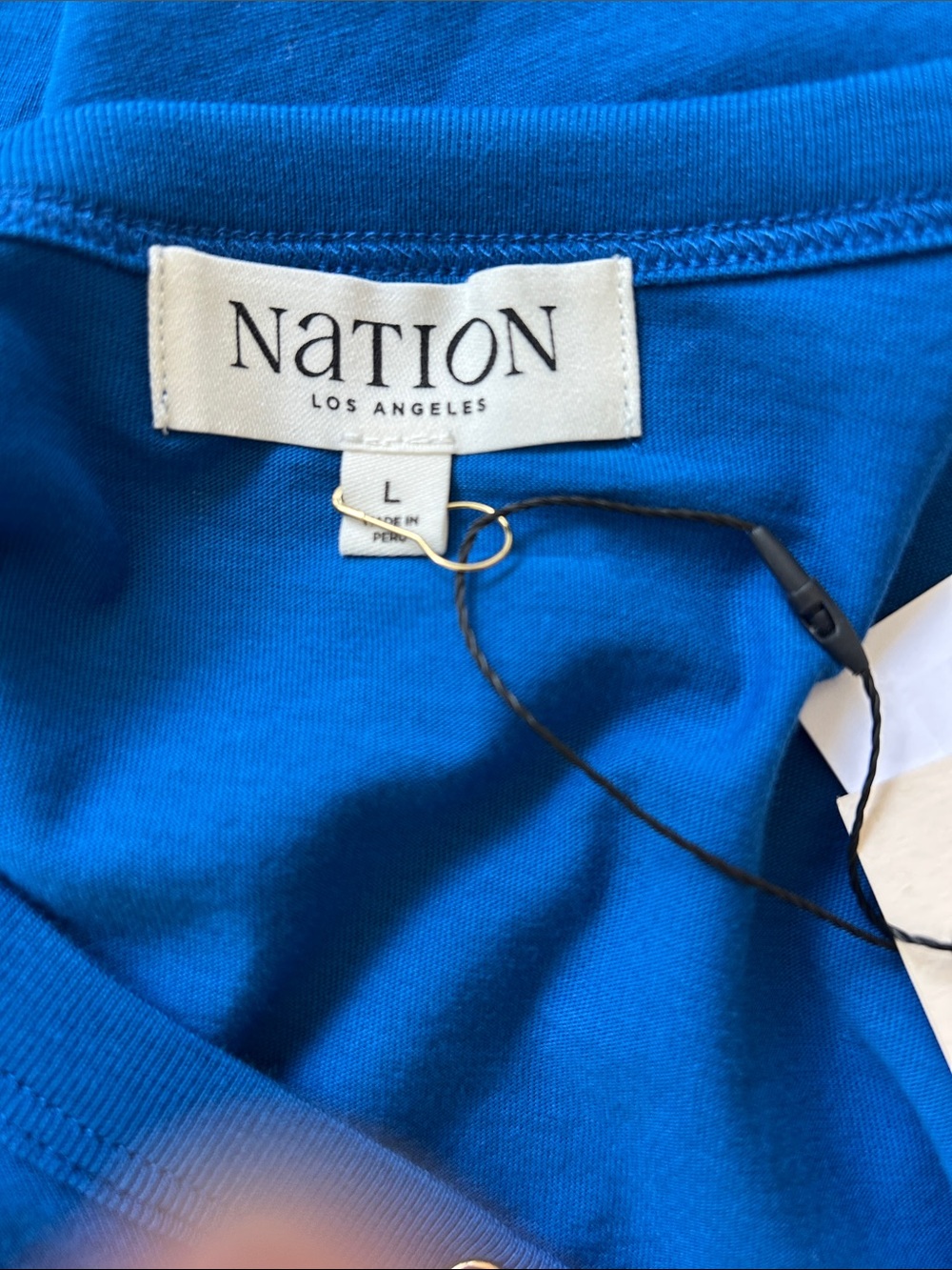 NATION LTD- Nahal Blue Puff-Sleeve V-Neck Top with Stud Detail - Picture 8 of 9
